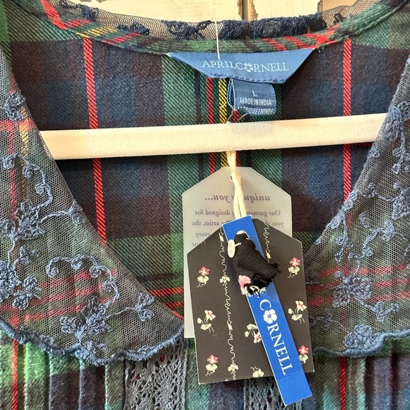 Cozy Christmas Winter Flannel Plaid April Cornell Dress NWT - Picture 2 of 4